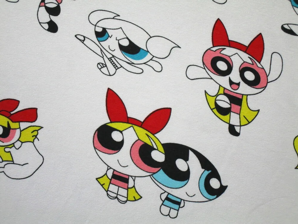 Teplákovina biela "komiksové dievčatá"