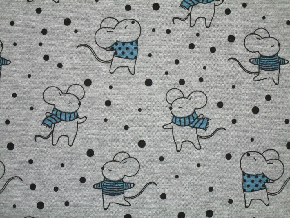 Teplákovina zateplená sivý melír "myšky"