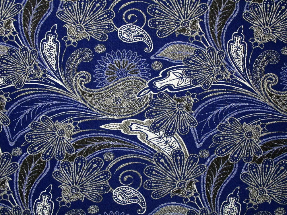 Žakard modrý "kašmírový vzor" 