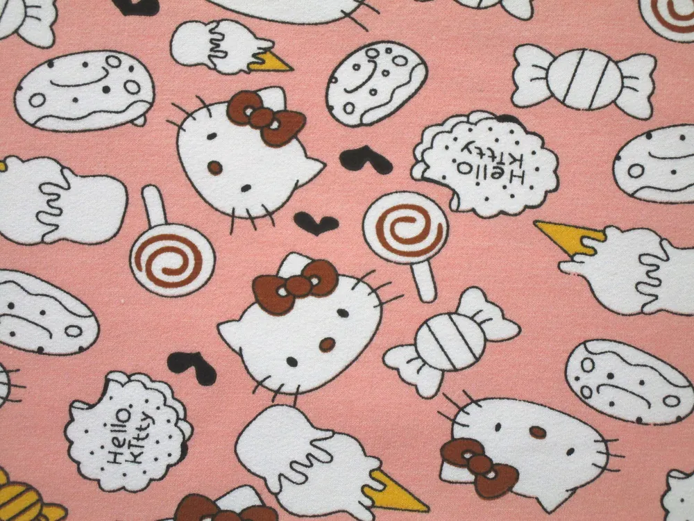 Teplákovina broskyňová "Hallo Kitty" 