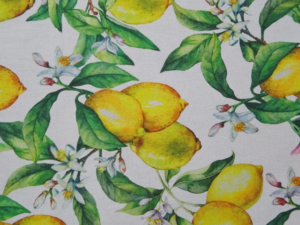 Poťahovka biela "žlté citróny" 