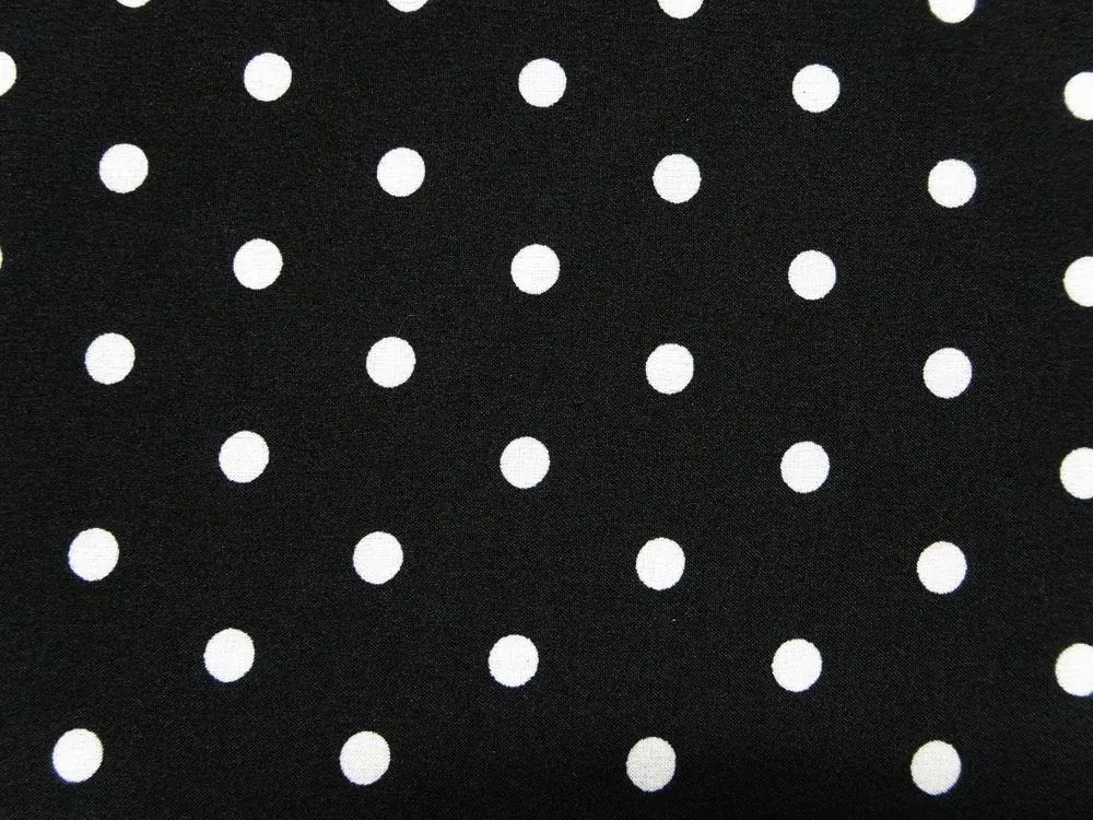 Šatovka s viskózou čierna "biela bodka" 