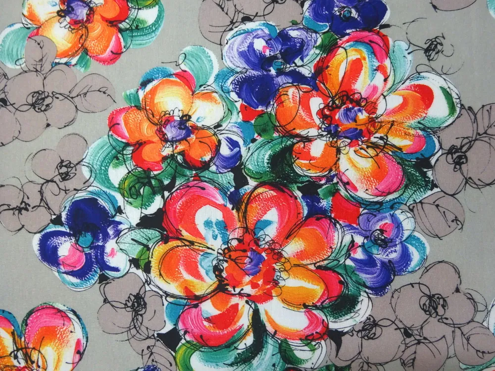 Úplet sivý "farebné kvety"