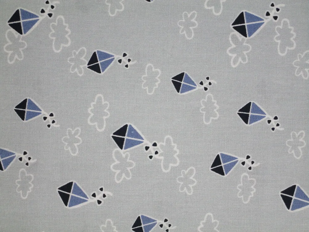 Bavlna sivá "šarkan, oblaky" 