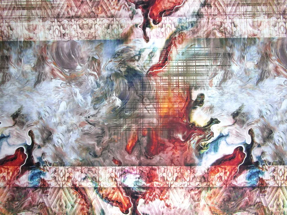 Hodváb ružovo-pomarančový "vzorovaný"