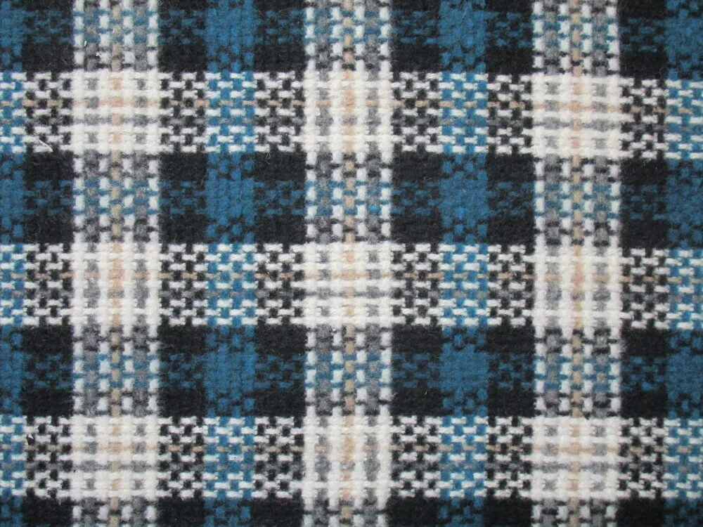 Kabátovina maslovo-tyrkysovo-čierna "káro"