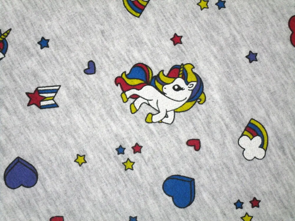 Teplákovina sivý melír "jednorožec"