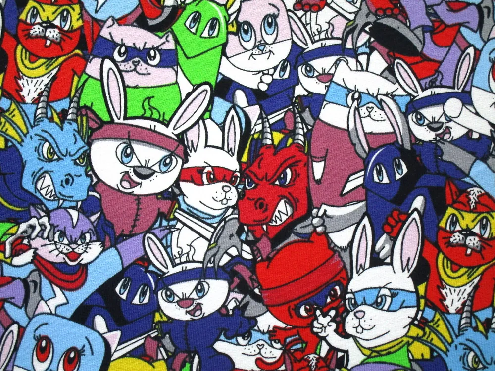 Teplákovina farebná "zvieratká bojovníci" 