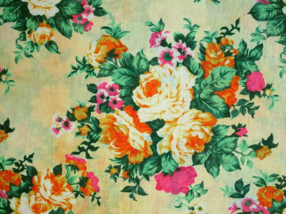 Úplet žlto-pomarančová batika "kvety"