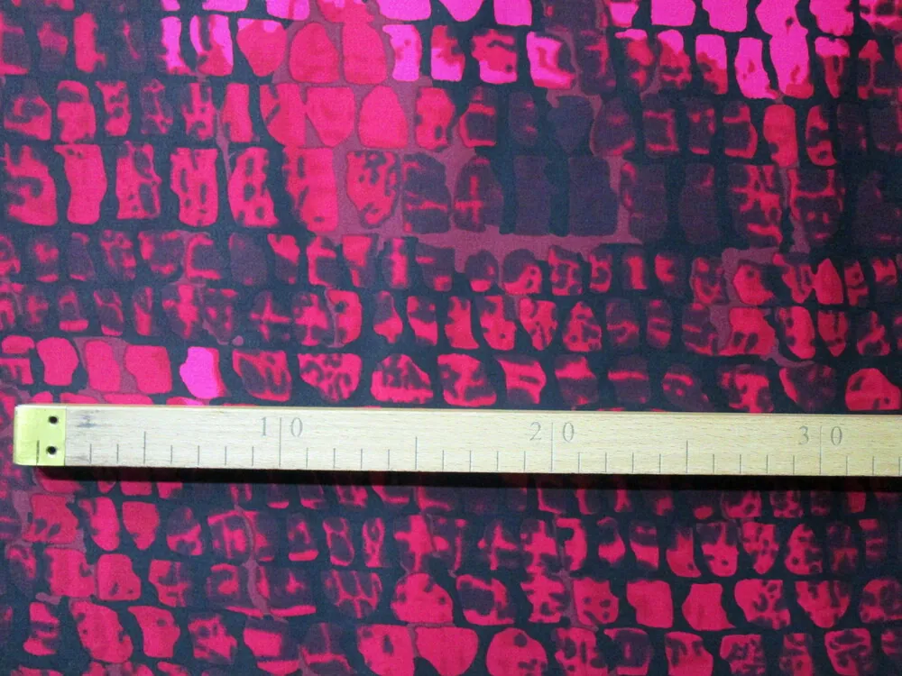 Satén bavlnený elastický ružový "abstraktný vzor" - matný