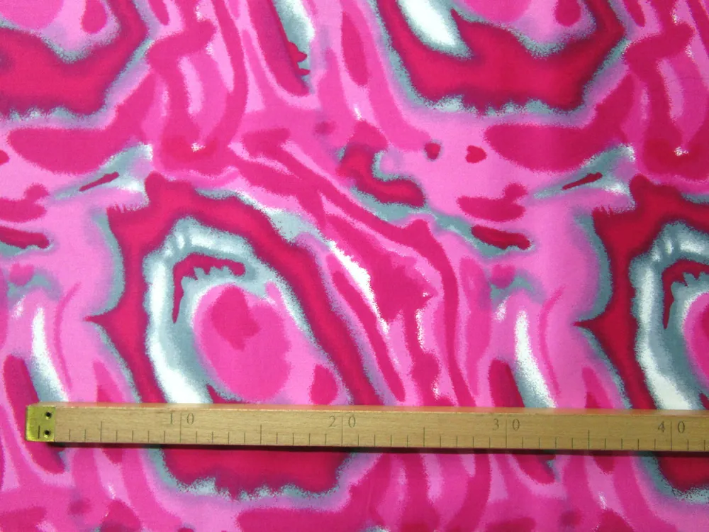 Satén bavlnený ružový "abstraktný vzor" - matný 