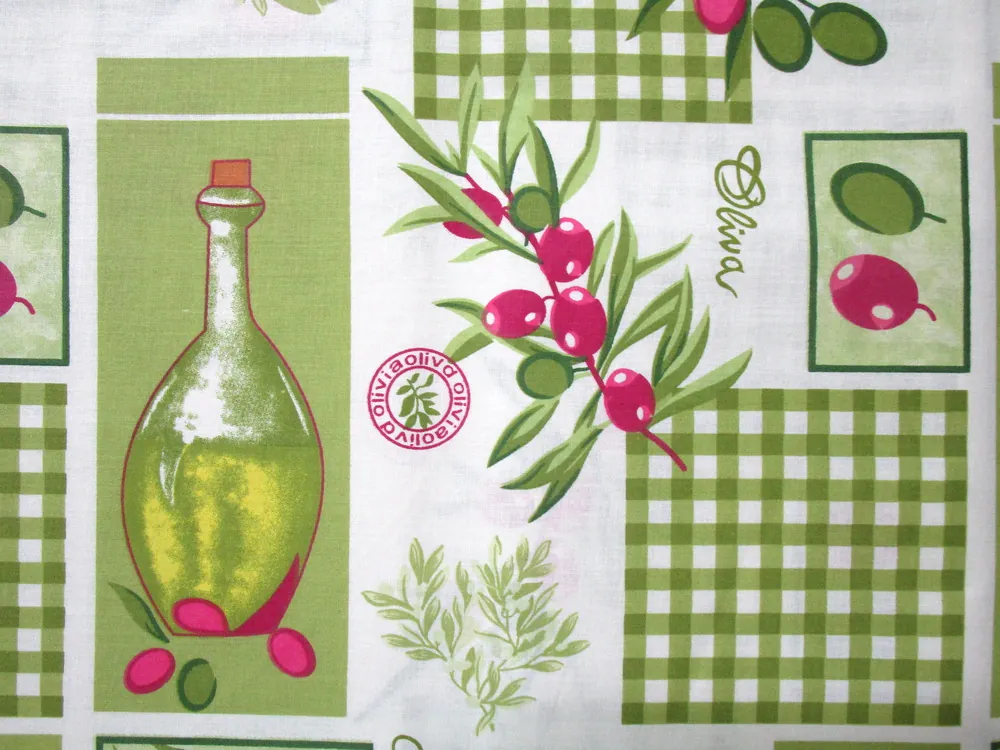 Bavlna maslovo-zelená "olivy, olivový olej"