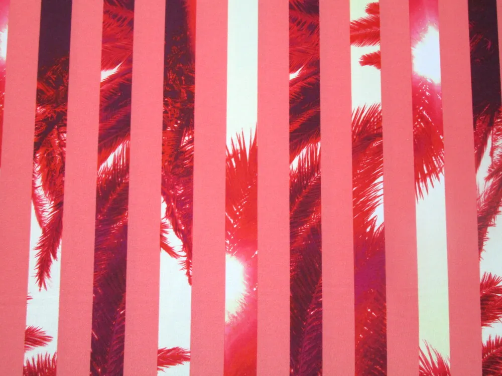 Úplet maslovo-korálový "palma, pásik"