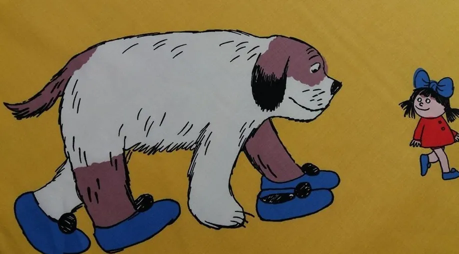 Bavlna tmavo žltá "Maxi pes Fík a Ája"