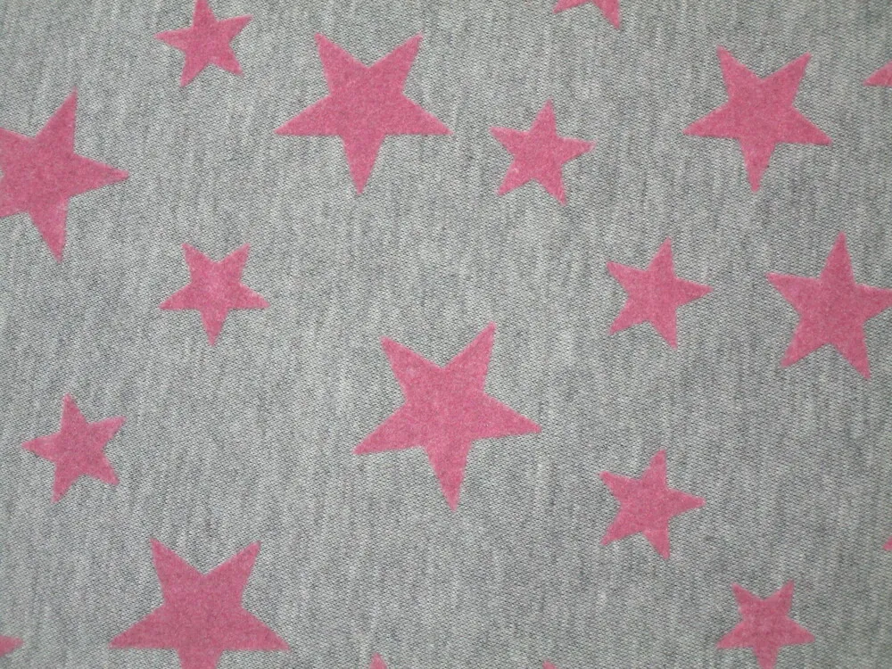 Teplákovina počesaná sivý melír "ružová hviezda"