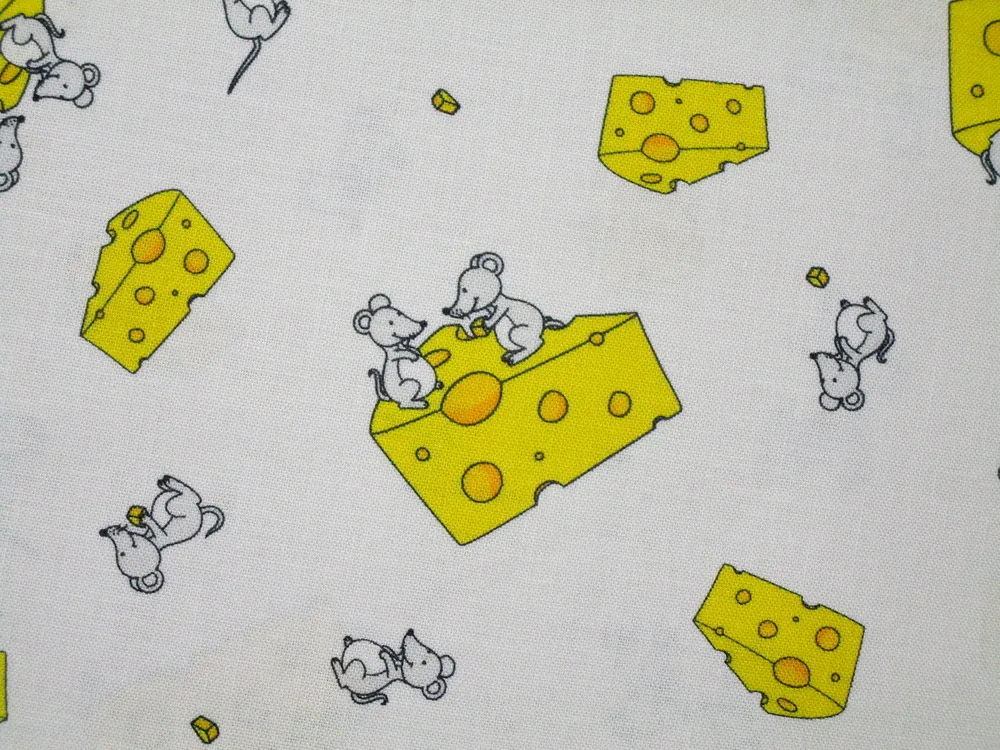 Bavlna biela "myšky so syrom" 