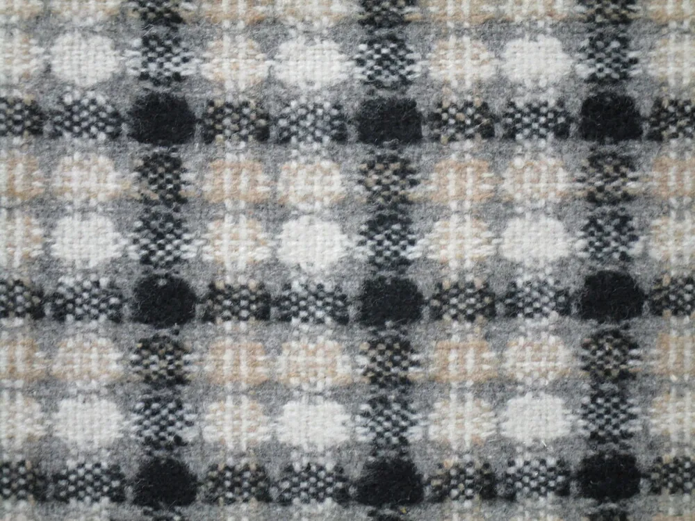 Flauš s vlnou smotanový "káro, kruhy"