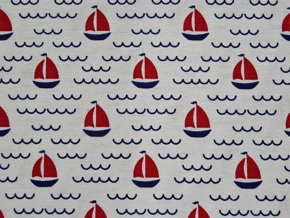 Poťahovka biela "plachetnica, vlnky" 