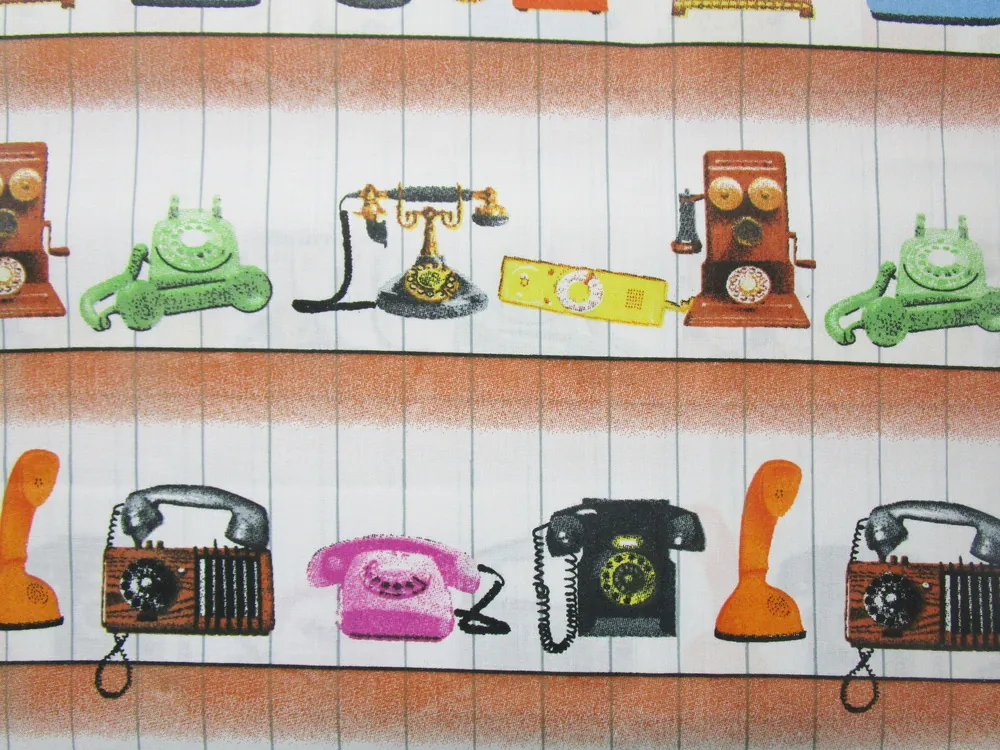 Bavlna biela "farebné telefóny"