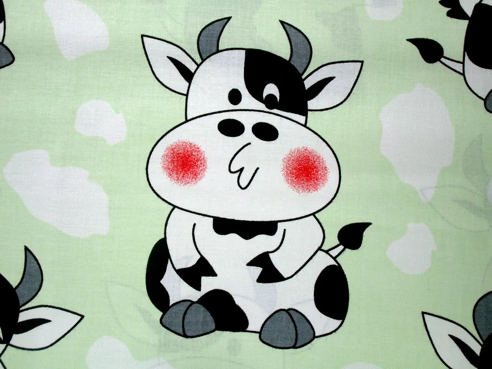 Bavlna zelená "kravičky"