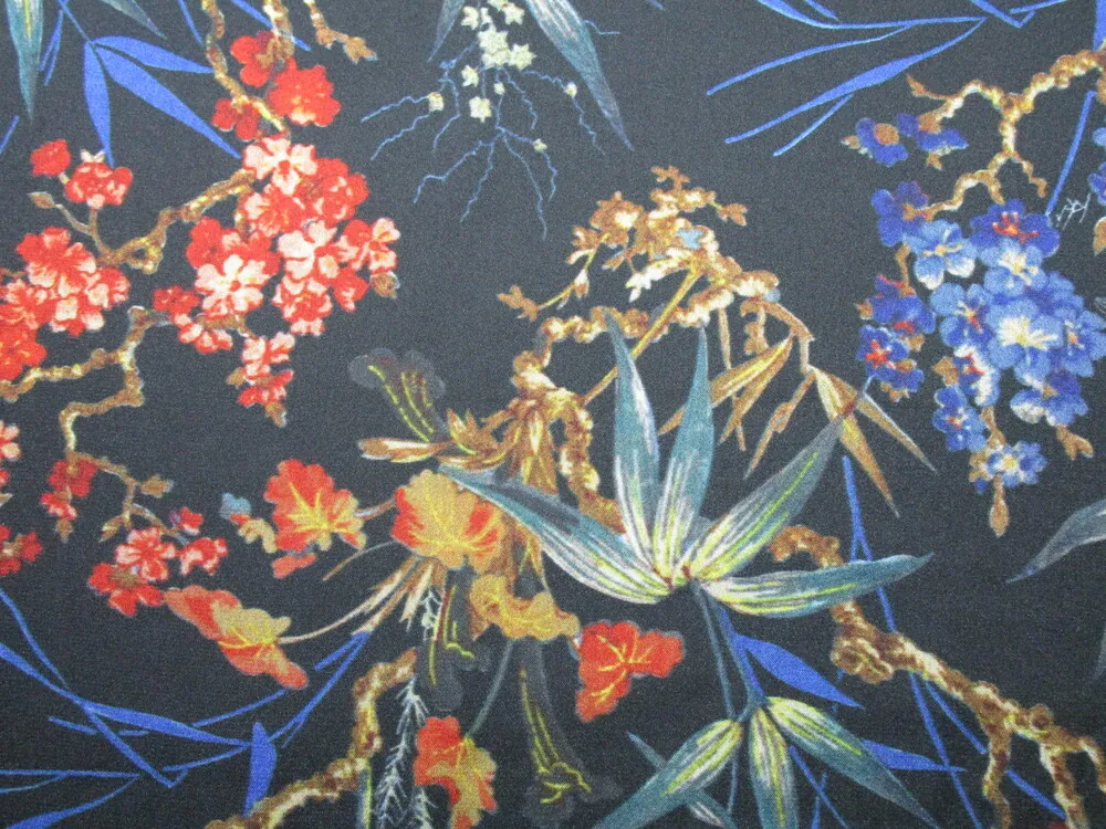 Satén silk "farebné lúčne kvety"