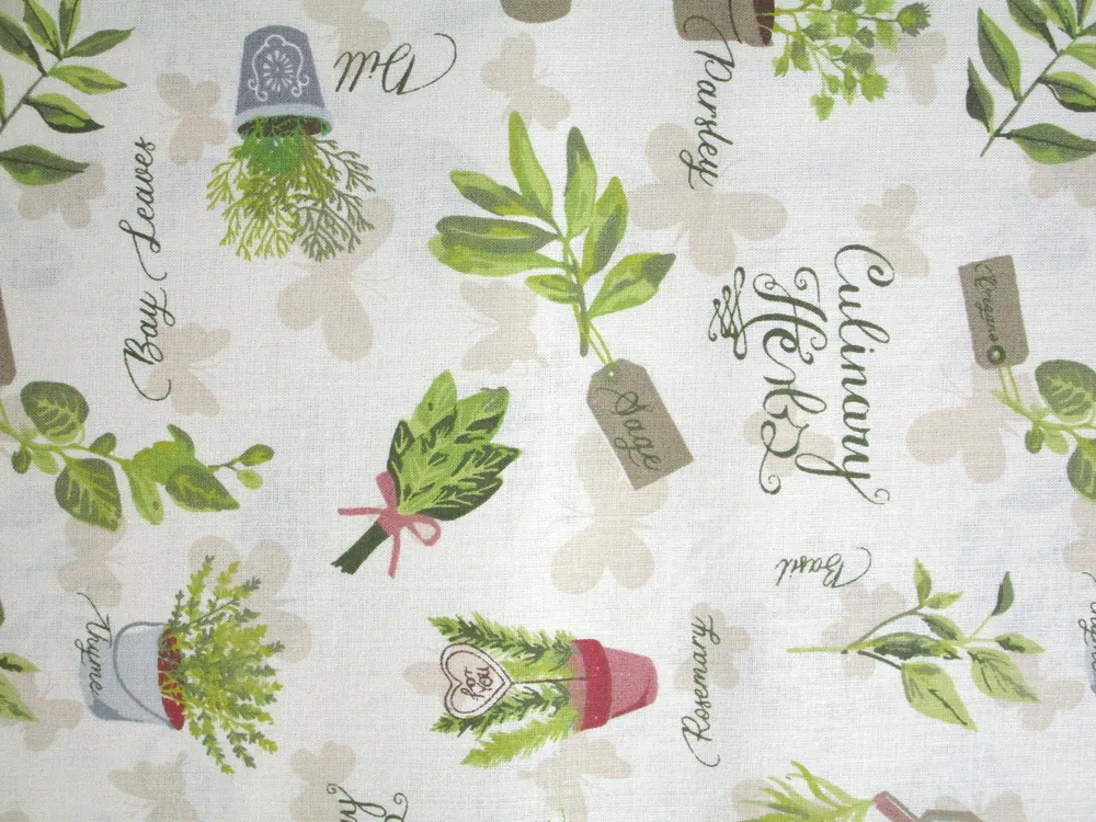 Bavlna svetlobéžová "bylinky"