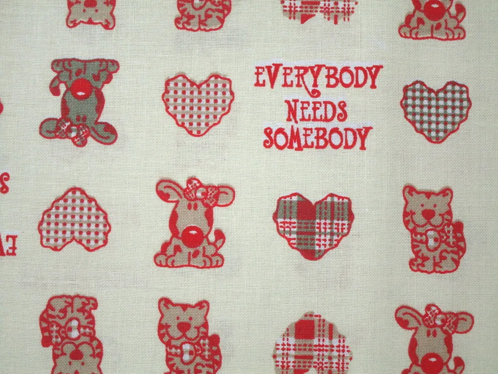 Bavlna svetložltá "zvieratká, nápis"