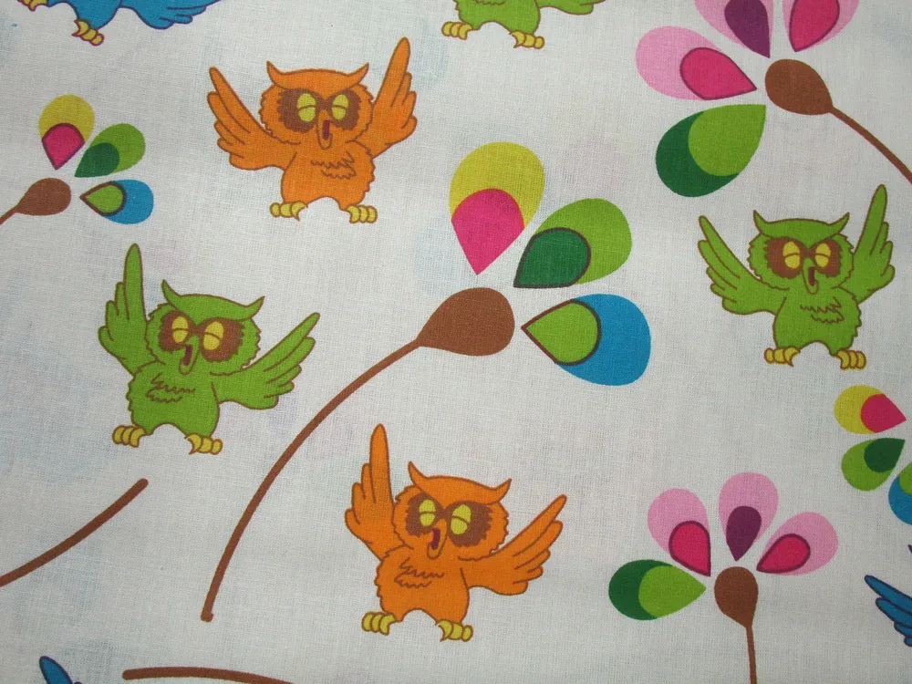 Bavlna maslová "farebné sovičky"