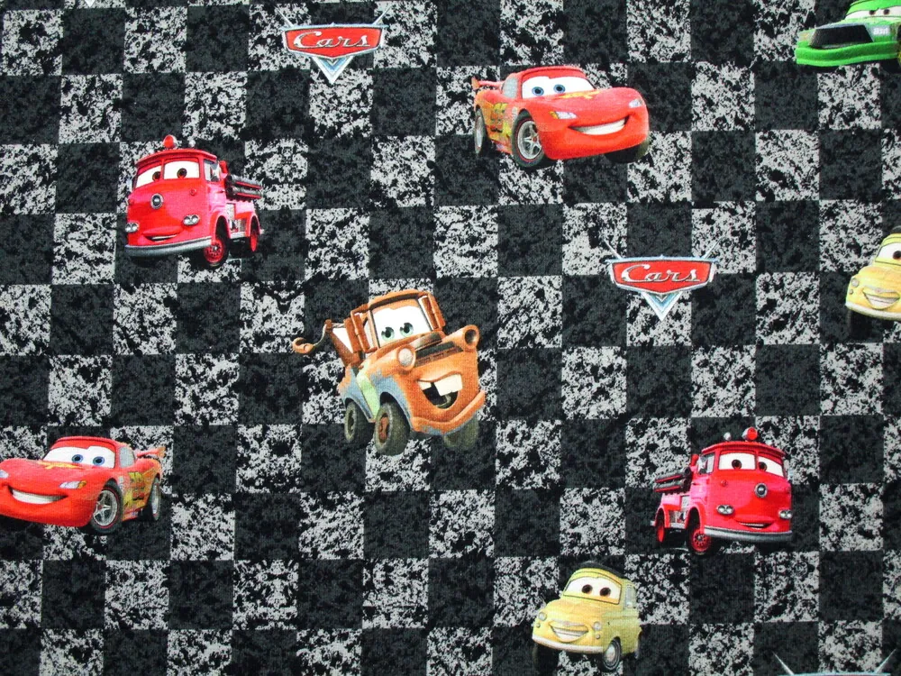Teplákovina sivá šachovnica "Cars"