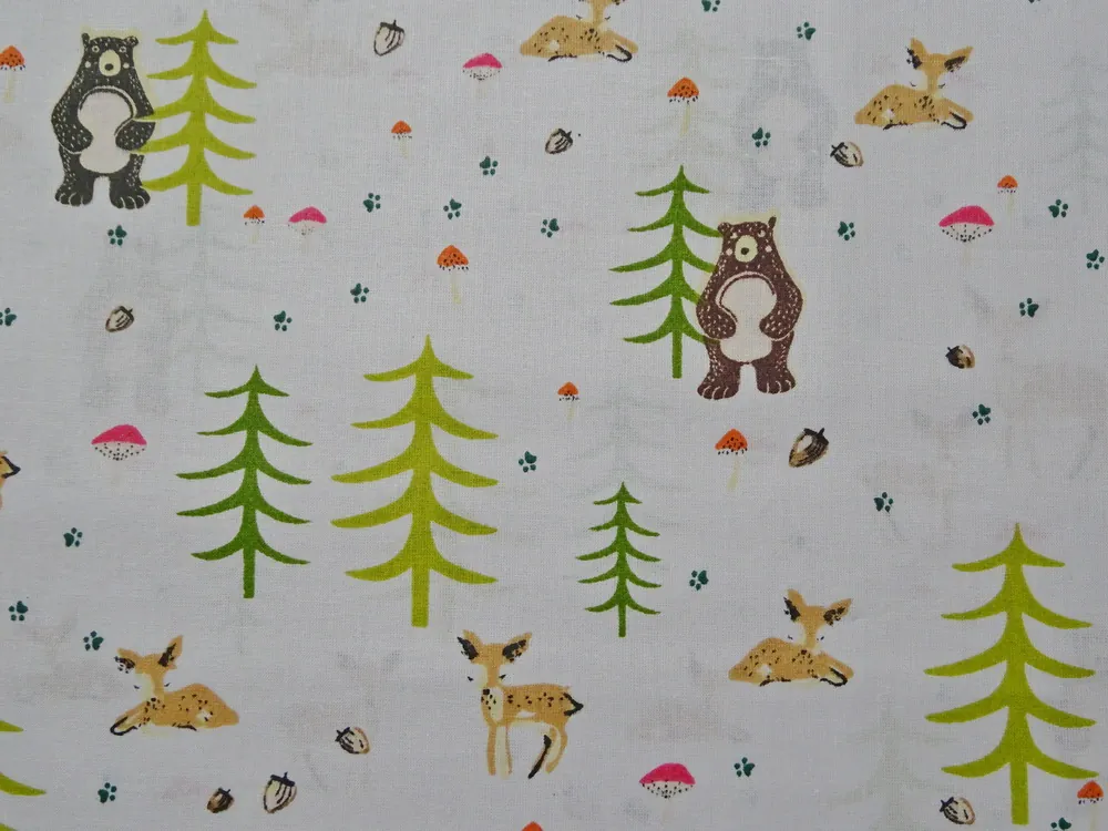 Bavlna biela "lesné zvieratká" 
