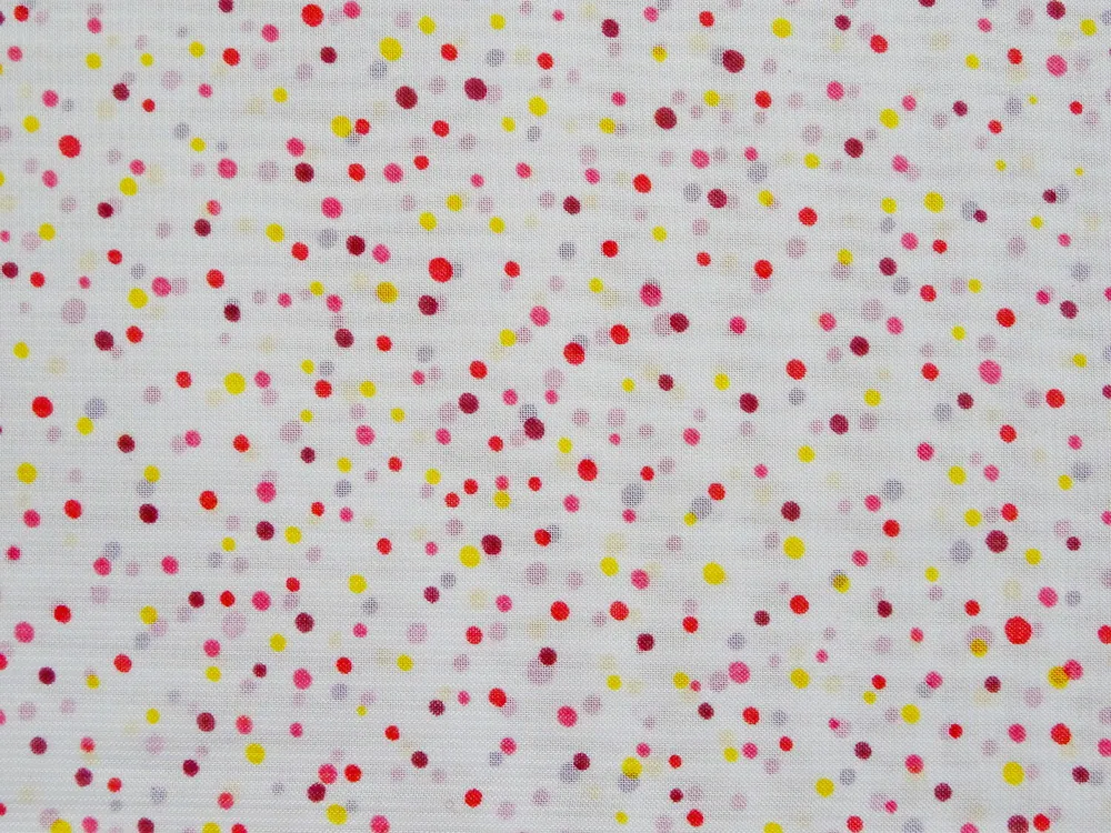 Šifón biely "drobné farebné bodky" 