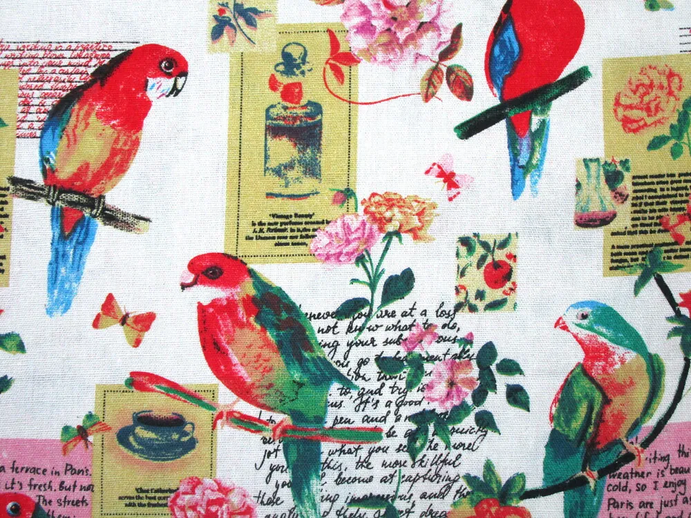 Poťahovka biela "vtáčik, kvety"