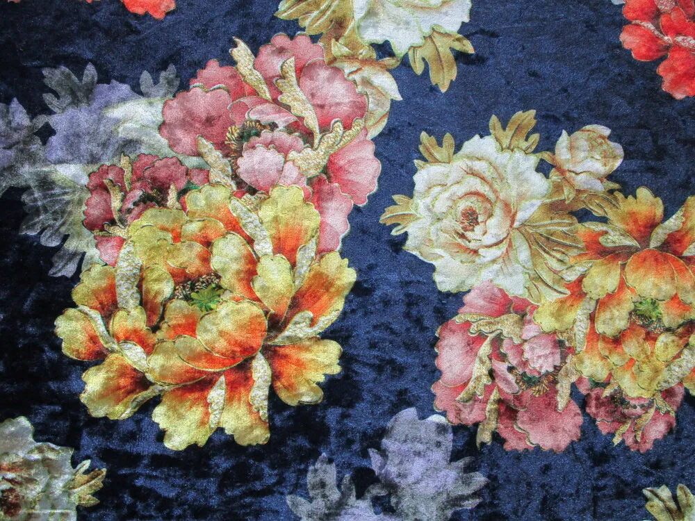 Úplet Velur tmavomodrý "kvety"