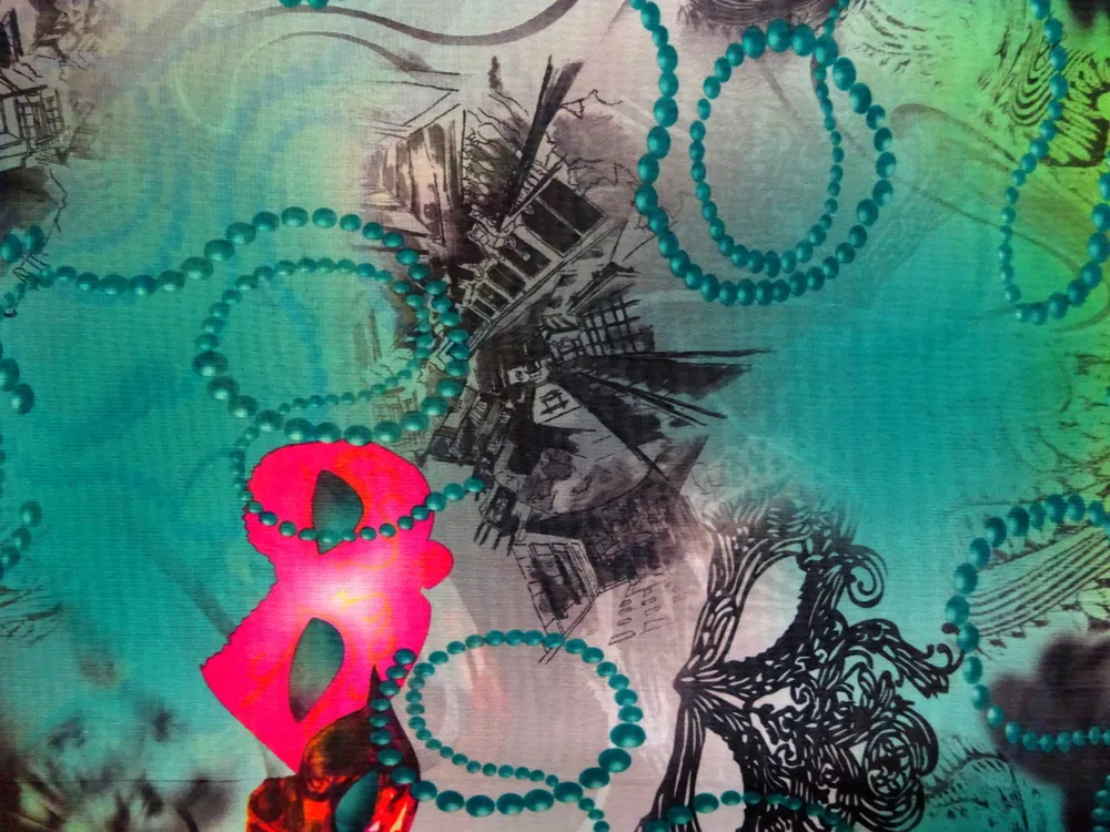 Šifón žlto-zelený "theater" 