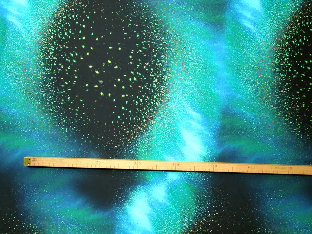 Hodváb zeleno-modro-čierny "sopka"