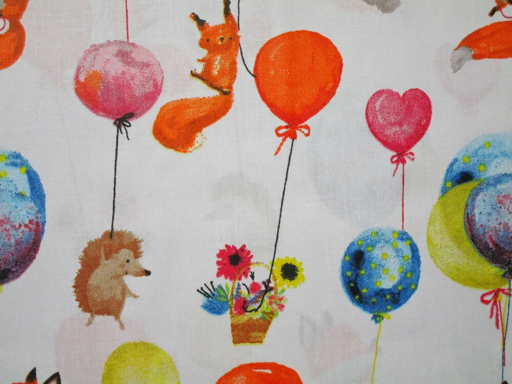 Bavlna biela "zvieratká, balóniky" 