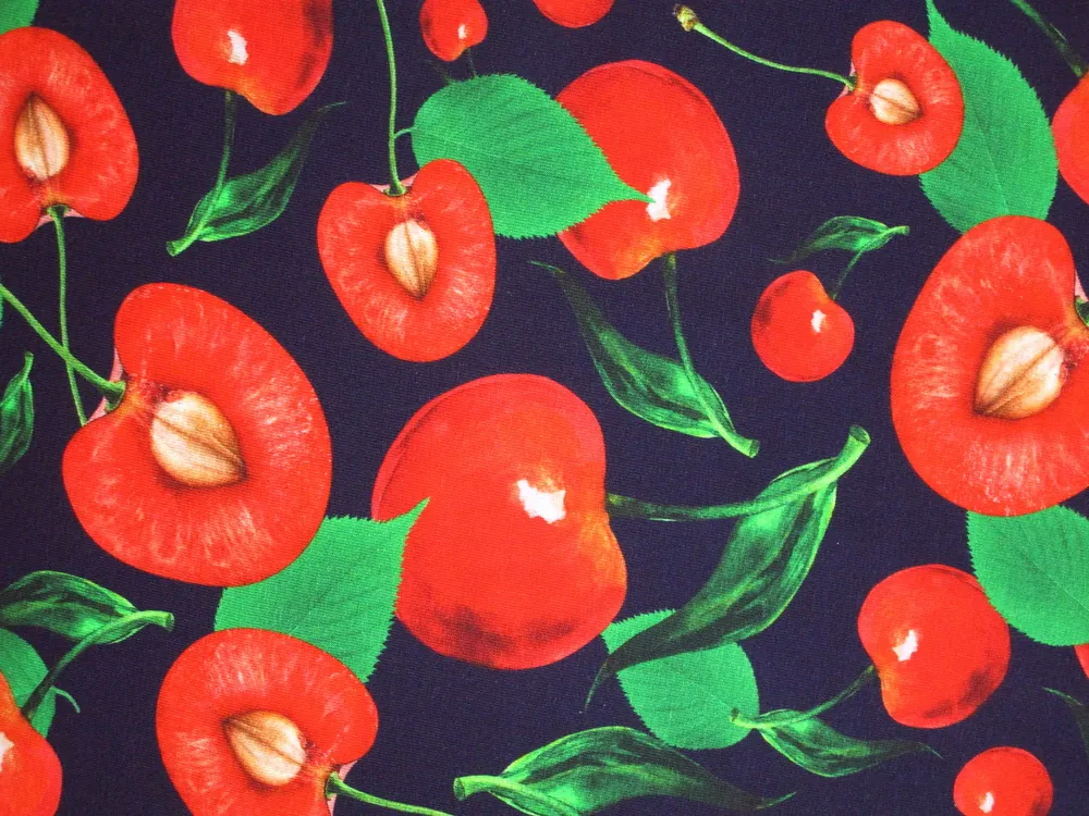 Úplet tmavomodrý "čerešne" - digitálna tlač