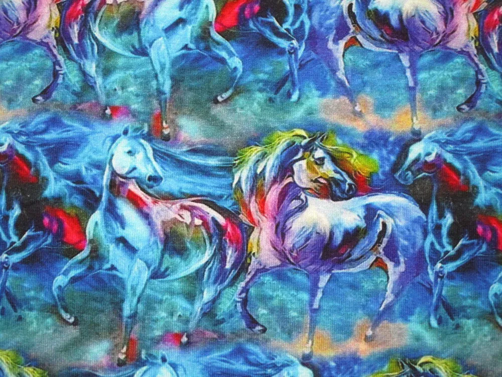 Úplet tyrkysovo-modrý "kone" - digitálna tlač