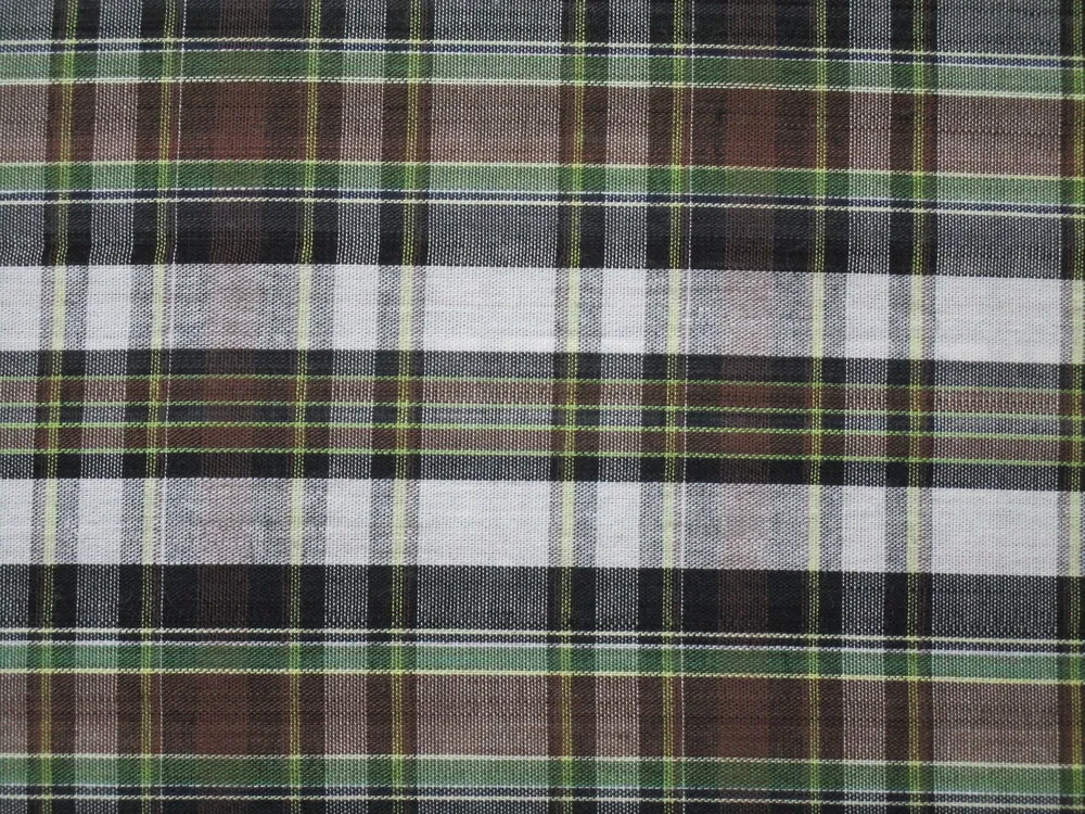 Košelovina biela "zeleno-hnedo-čierne káro"