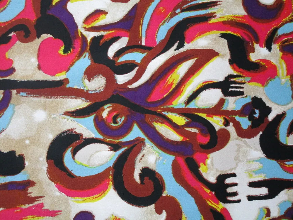 Satén bavlnený elastický "abstraktný vzor" 