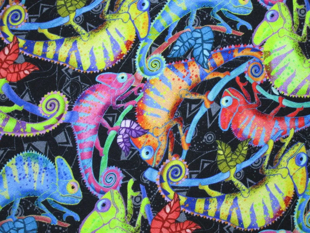 Teplákovina čierna "farebný chameleón" - digitálna tlač 