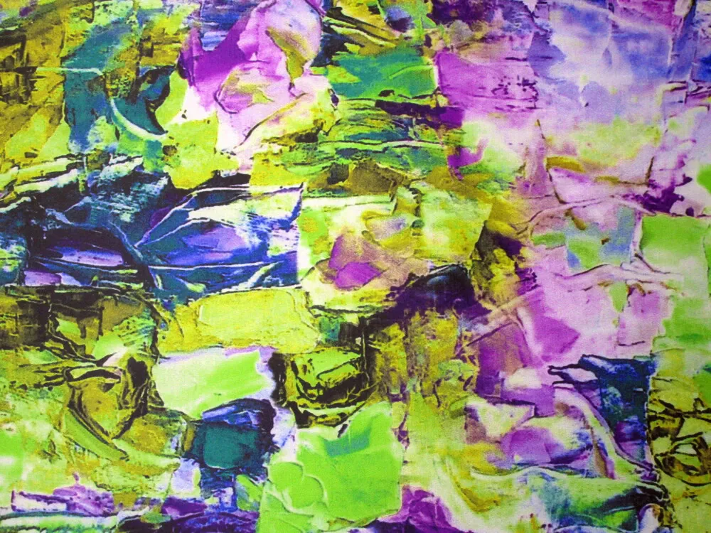 Satén bavlnený elastický "abstraktný vzor" - polomat 