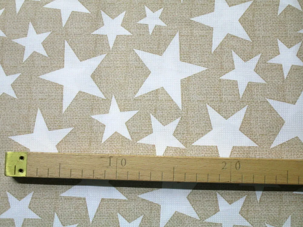 Bavlna béžovo-hnedá "biele hviezdy" 