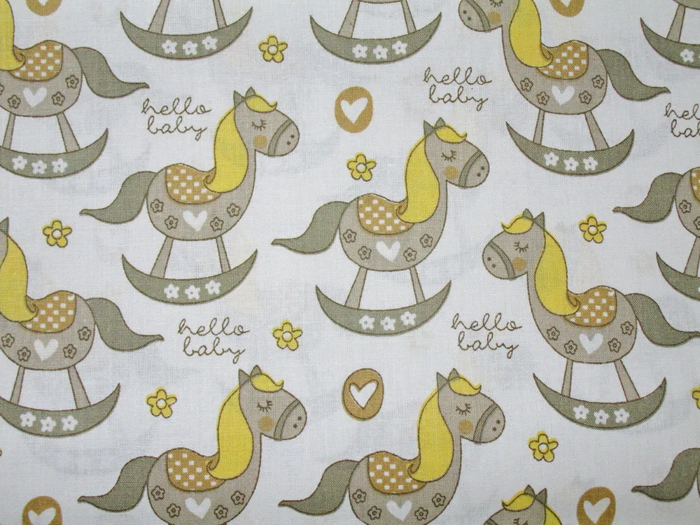 Bavlna biela "béžový hojdací koník"