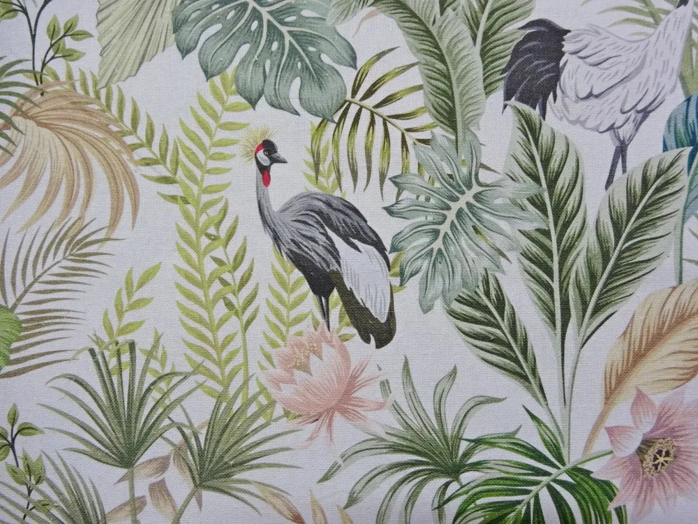 Poťahovka biela "zvieratá, listy" 