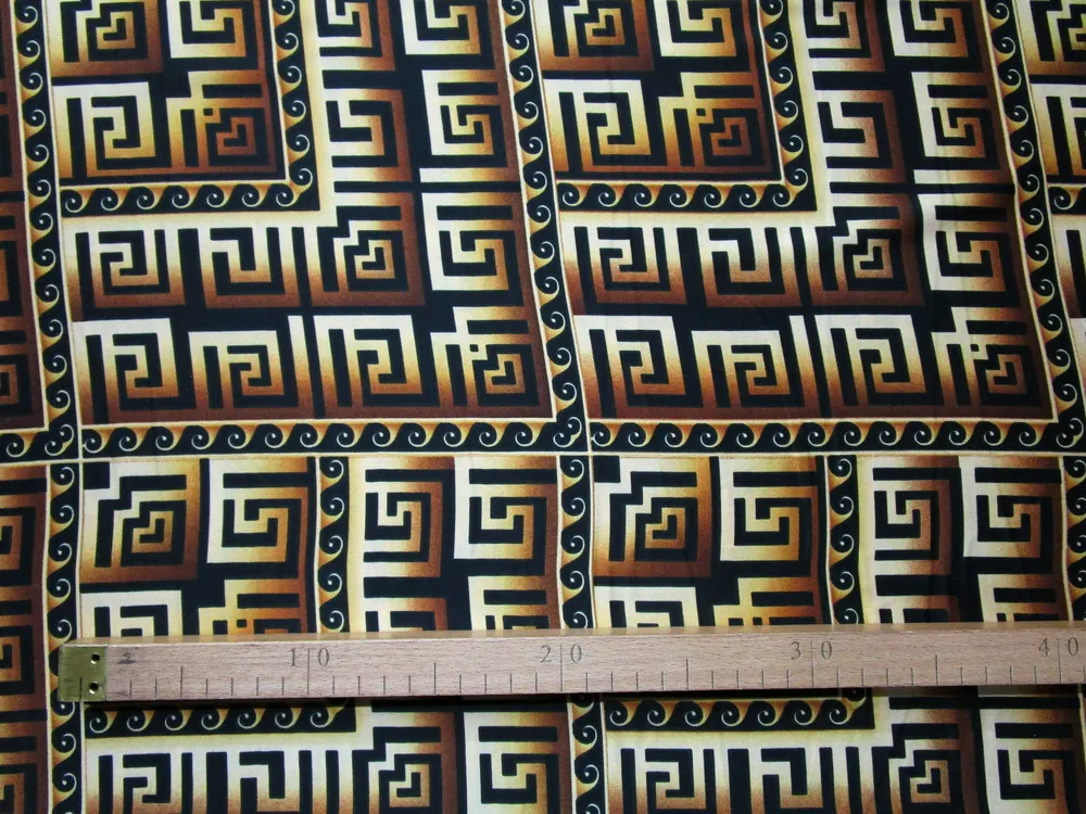 Hodváb béžovo-hnedý "čierny vzor" - talianska kolekcia 