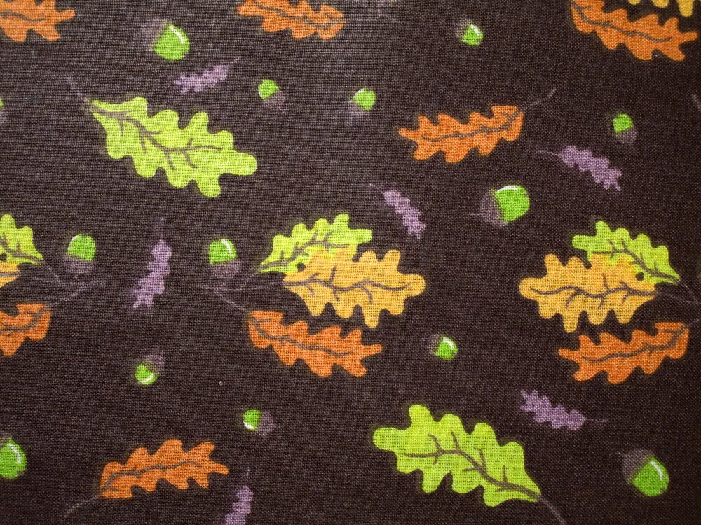 Bavlna tmavohnedá "žlto-pomarančové listy" 