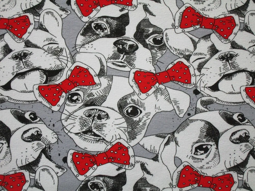 Teplákovina sivá "psík s červenou mašličkou"