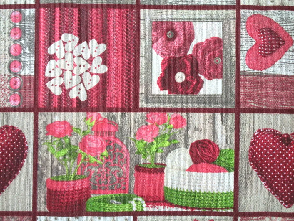 Poťahovka hnedá "srdiečko, gombíky, kvety"