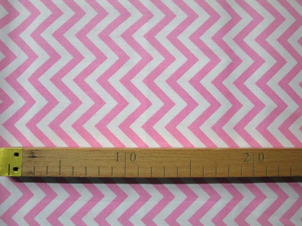 Bavlna biela "ružový cik-cak"